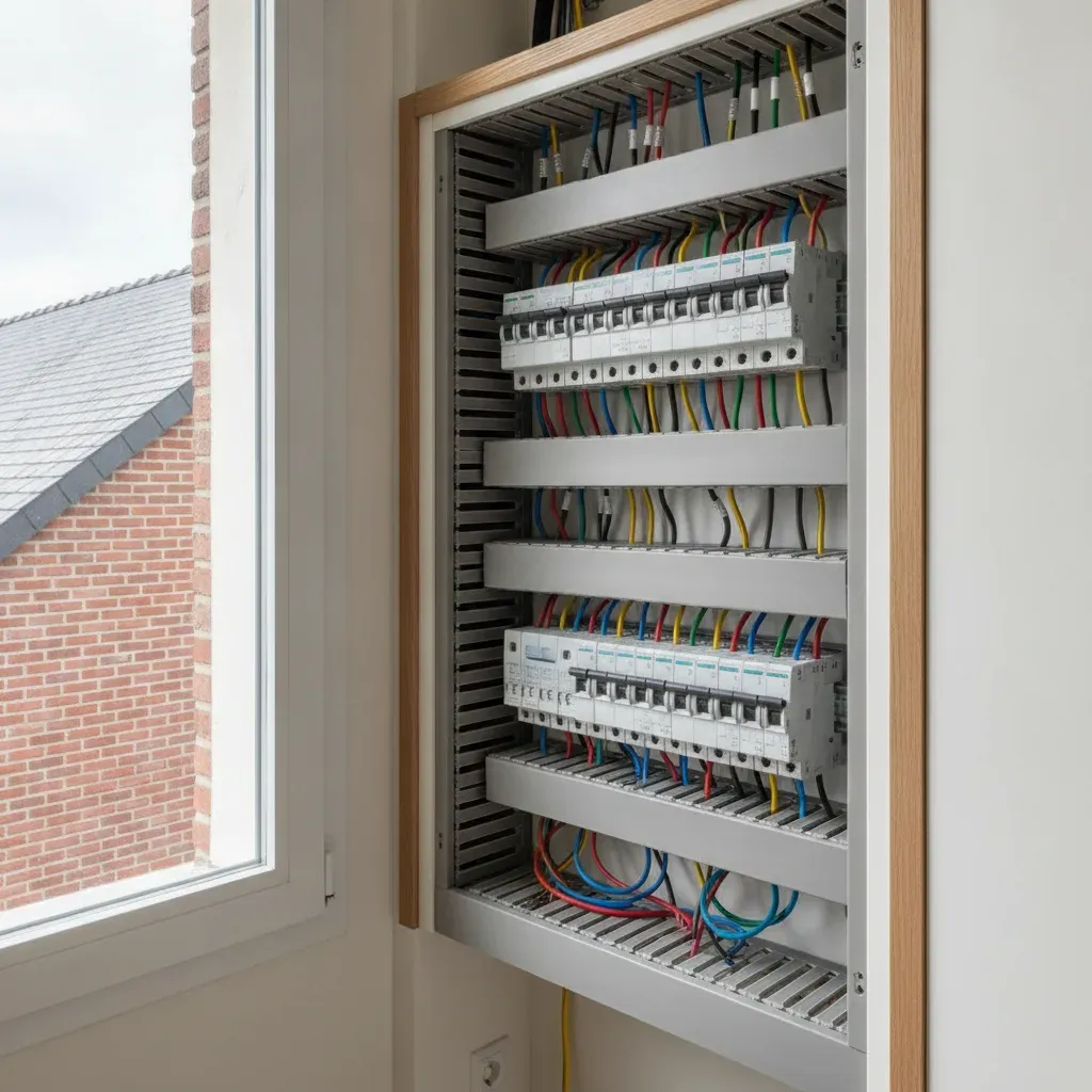 Modern and compliant electrical panel with neat wiring.